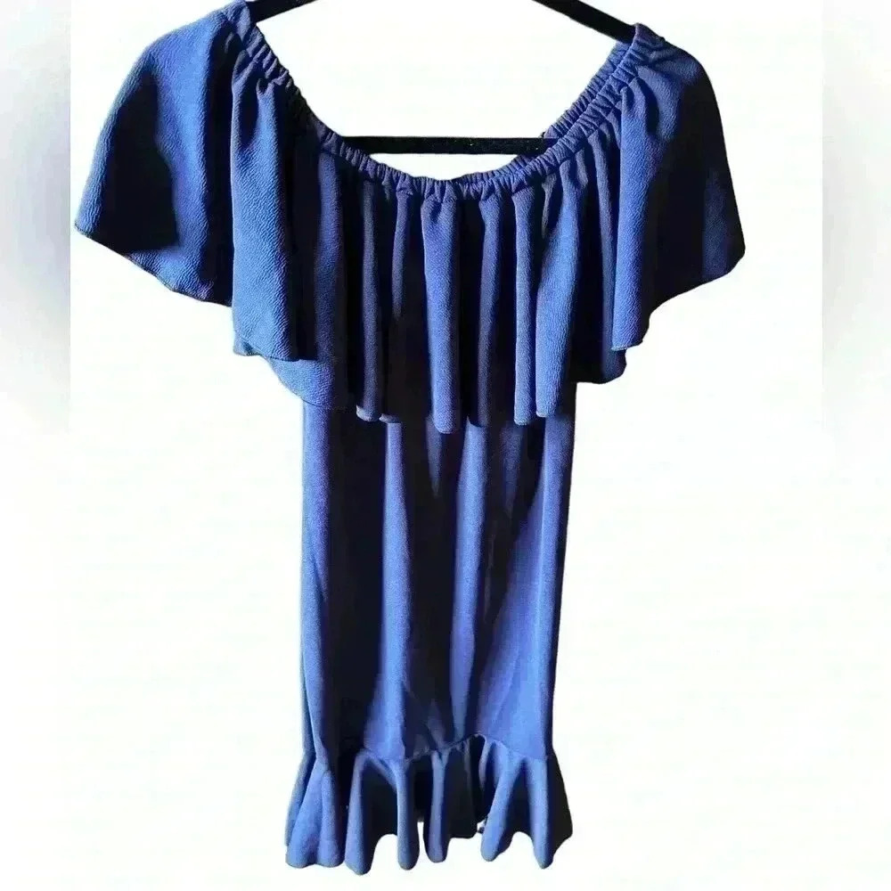 Lularoe Small Navy blue Off or one shoulder Cici dress. NWT.Summer,vacation vibe